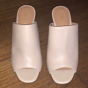 Real Leather! Calvin Klein Cicelle Peep Toe Mules